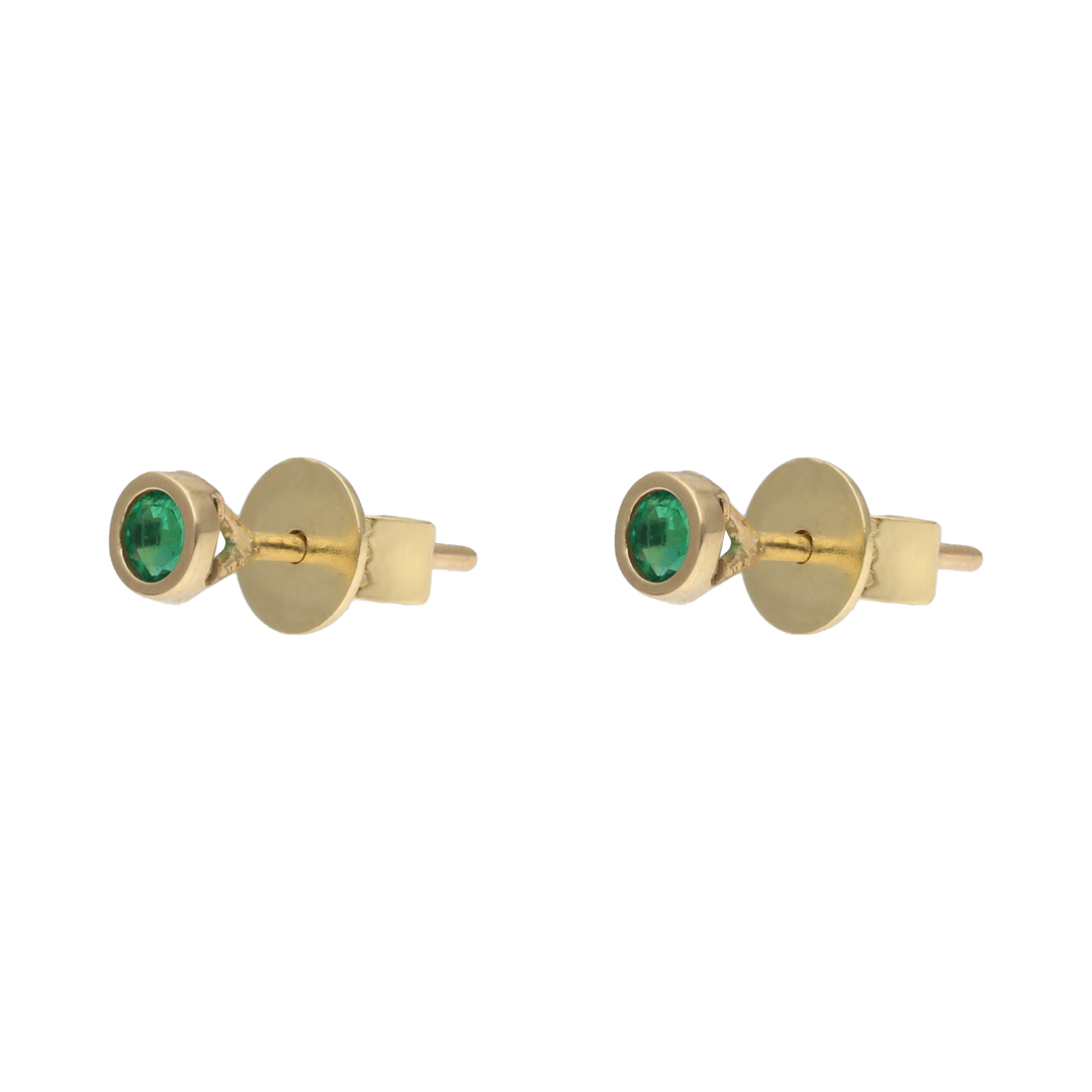 Broquel mini esmeraldas 14K