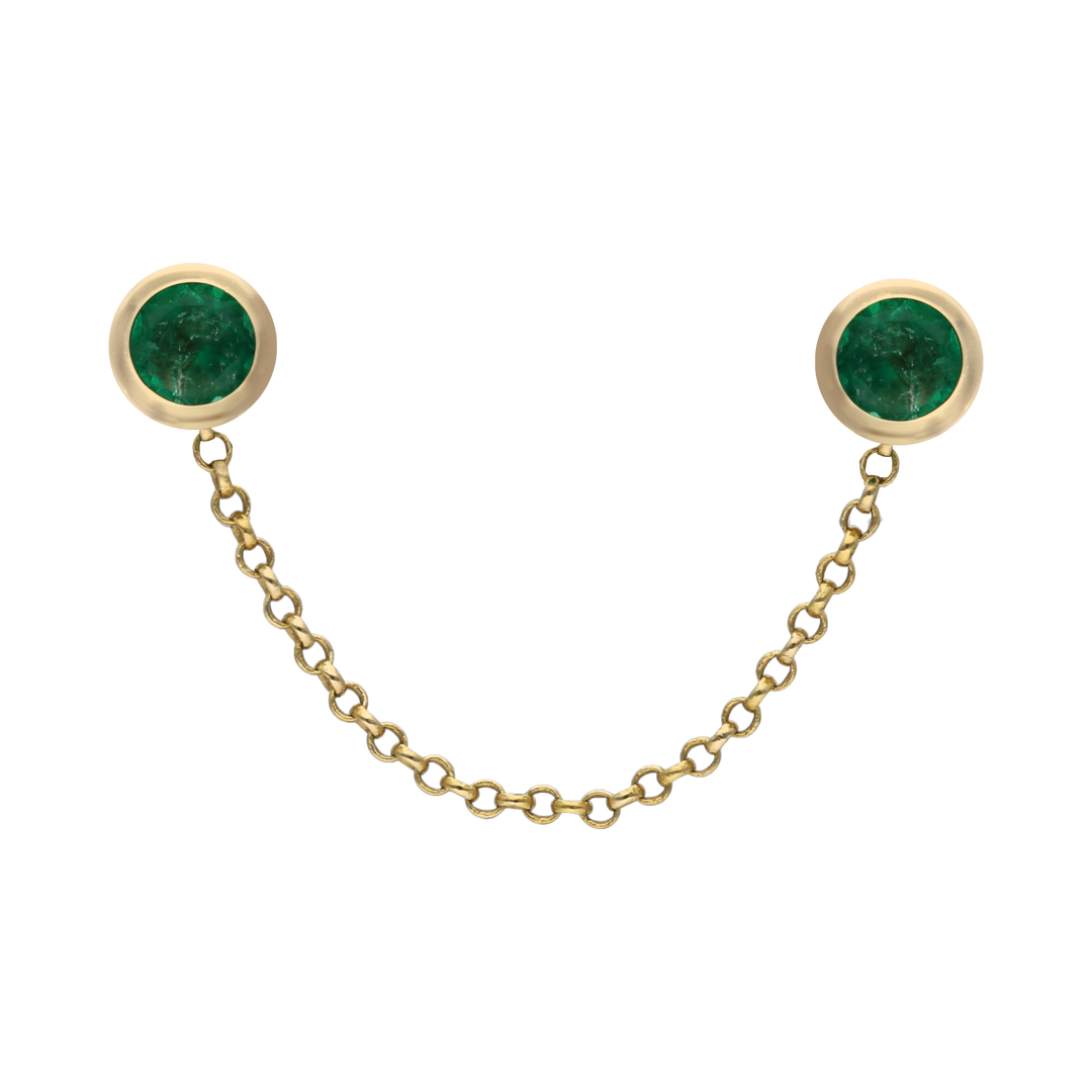 Broquel esmeraldas cadena 14K