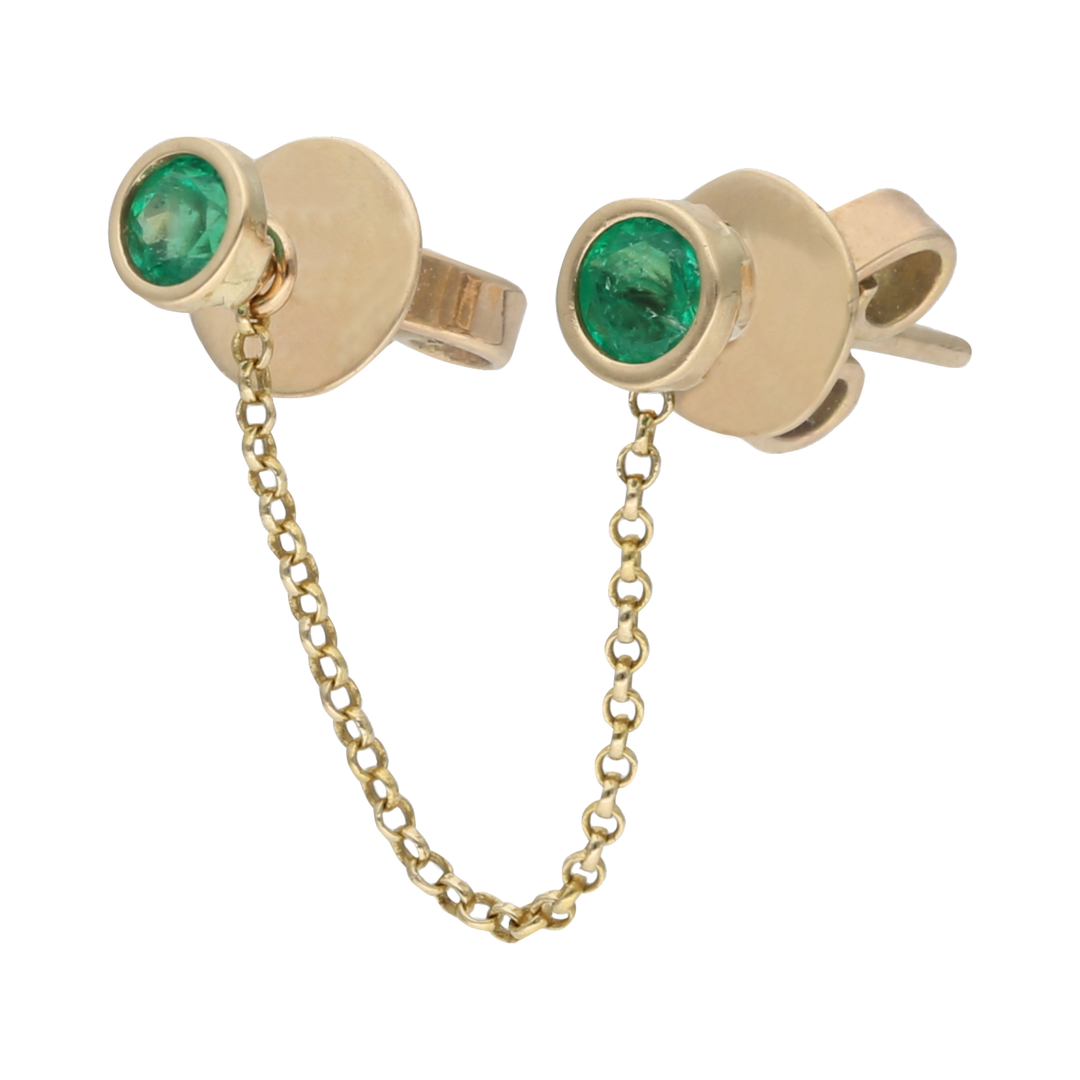 Broquel esmeraldas cadena 14K