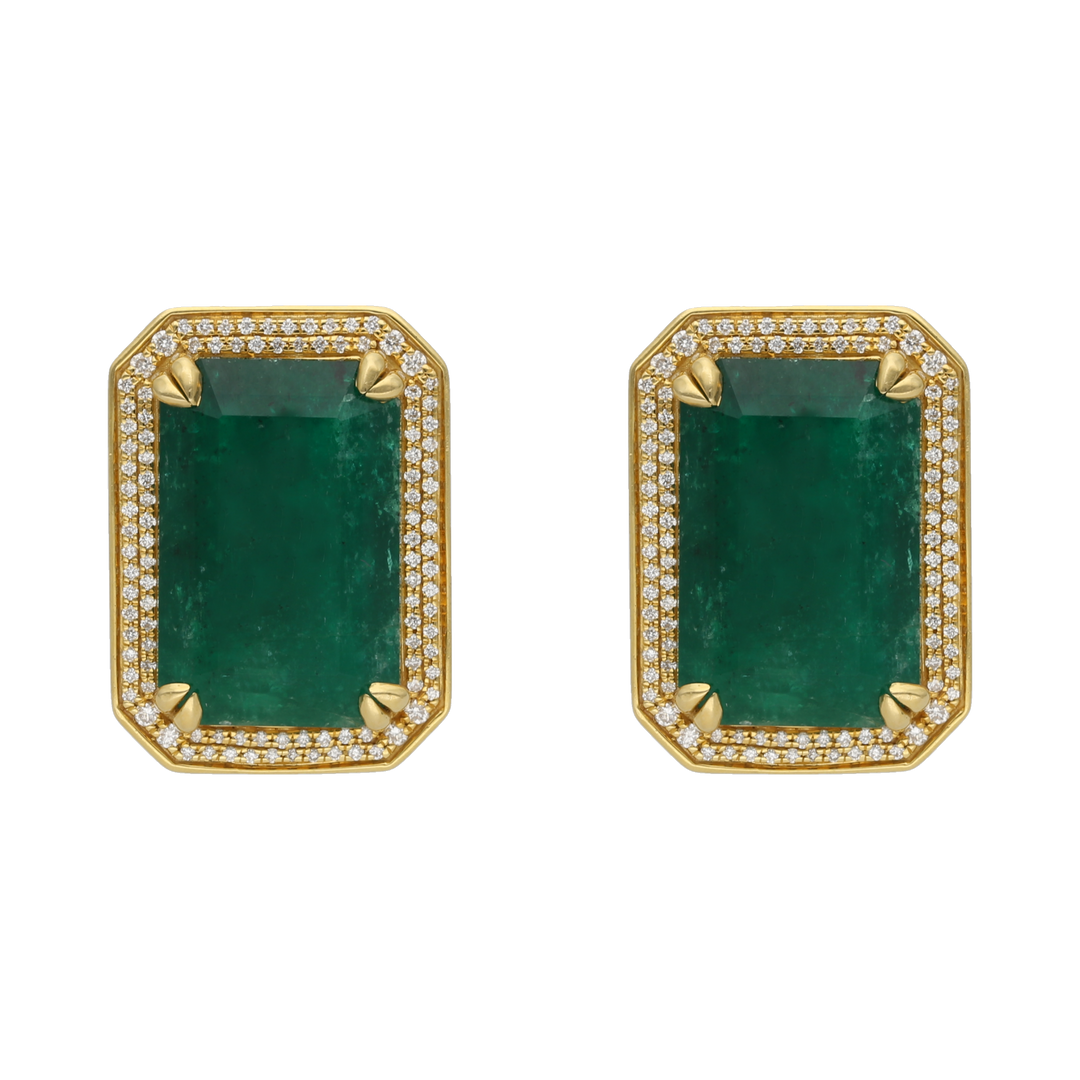 Aretes esmeraldas GRANDES 18K
