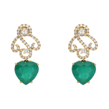 Aretes azcarraguitas esmeraldas y brillantes 14K
