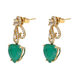 Aretes azcarraguitas esmeraldas y brillantes 14K
