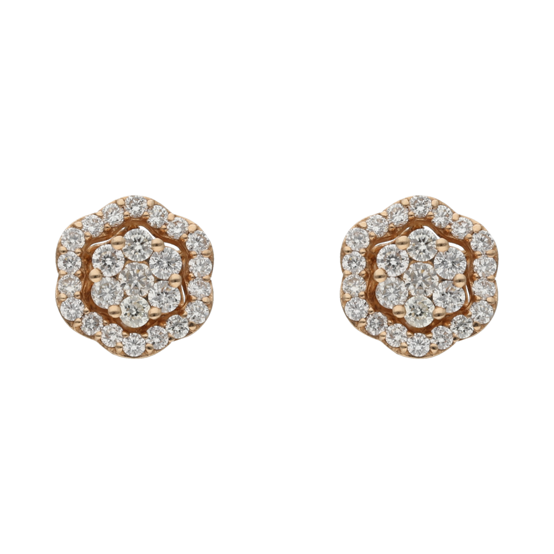 Broquel flor brillantes 14K