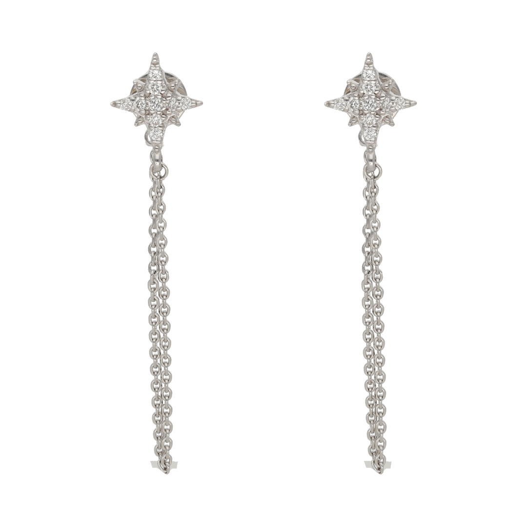 Broquel estrella brillantes cadena colgante 14K