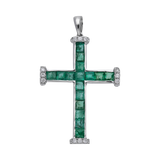 Cruz esmeraldas y diamantes 18K