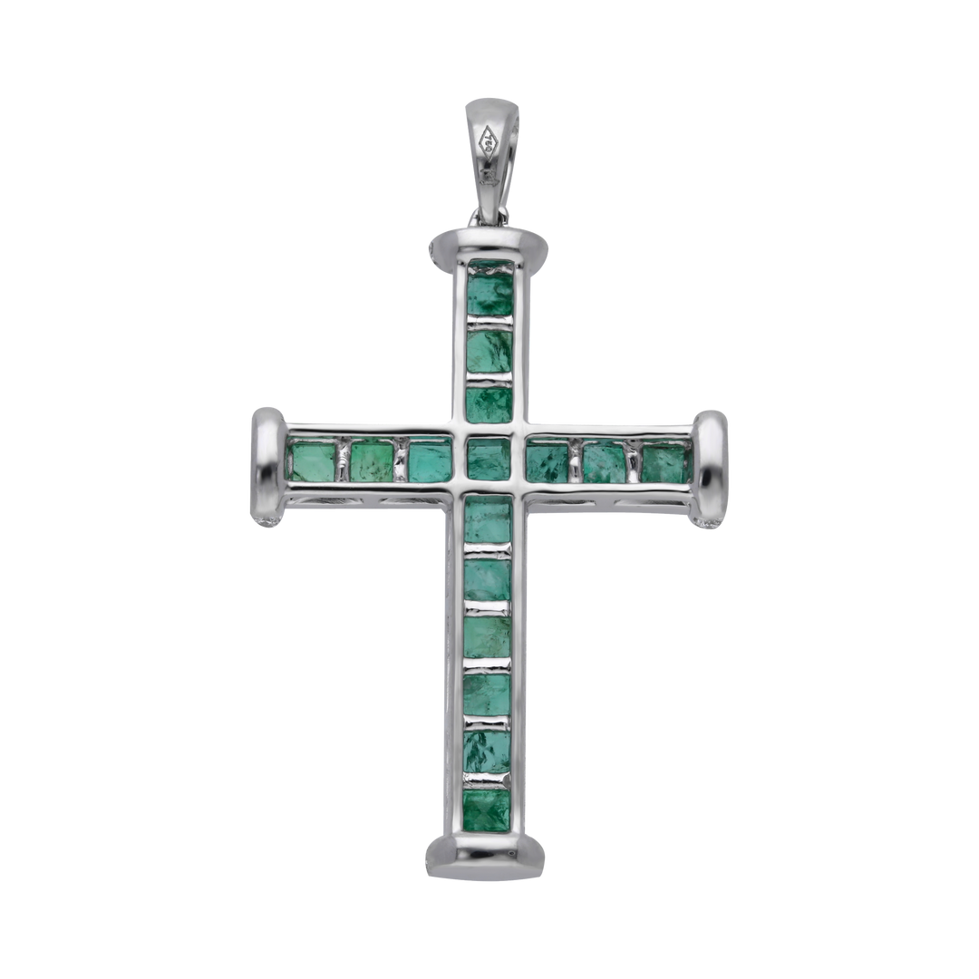 Cruz esmeraldas y diamantes 18K