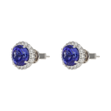 Broquel tanzanitas y brillantes 14K