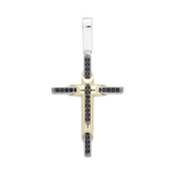 Cruz bicolor con circonias negras 14K