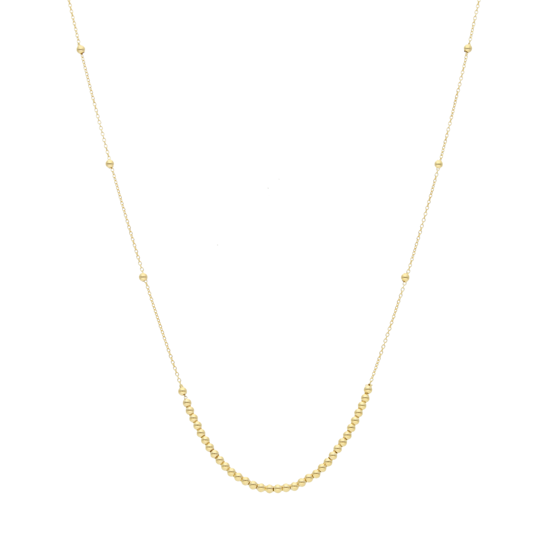 Collar bolitas lisas 14K