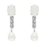 Aretes largo cristales y perla oval