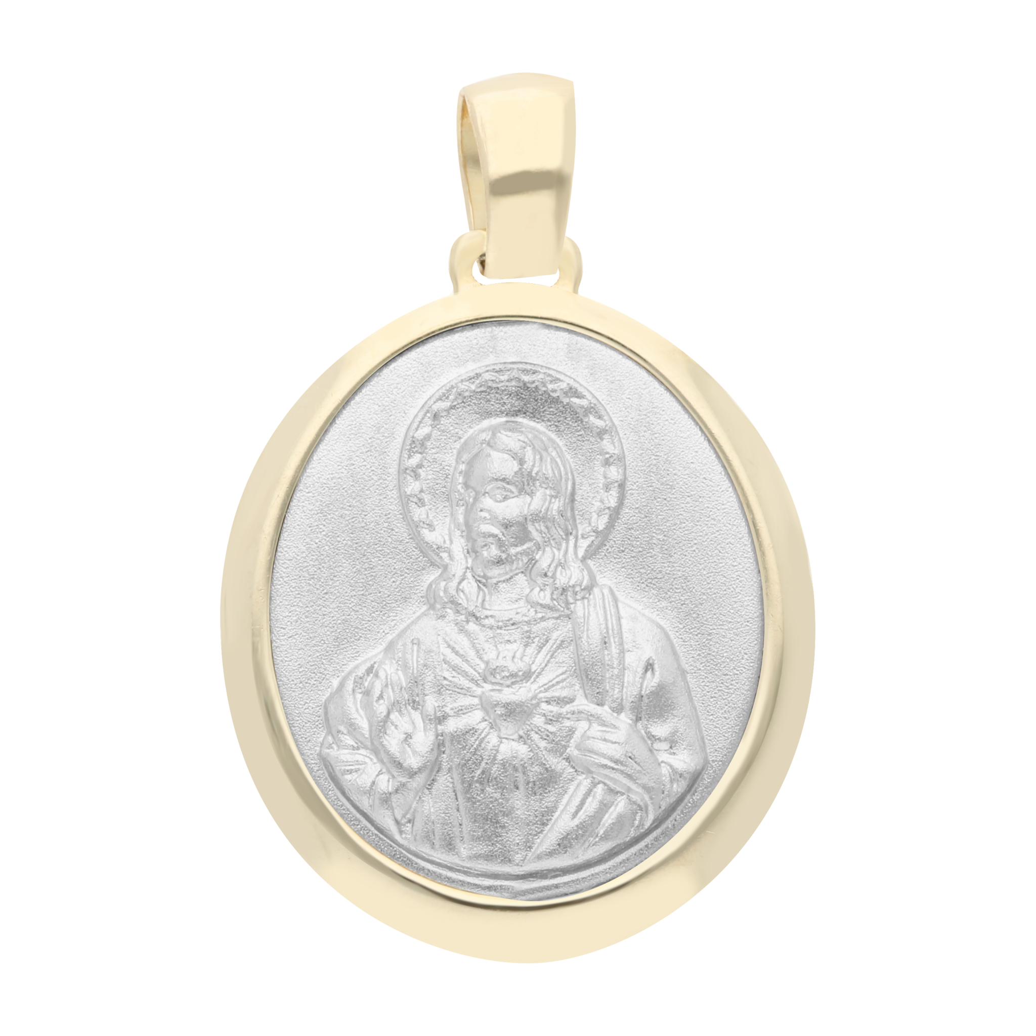 Medalla Sagrado Corazón de Jesús bicolor 14K