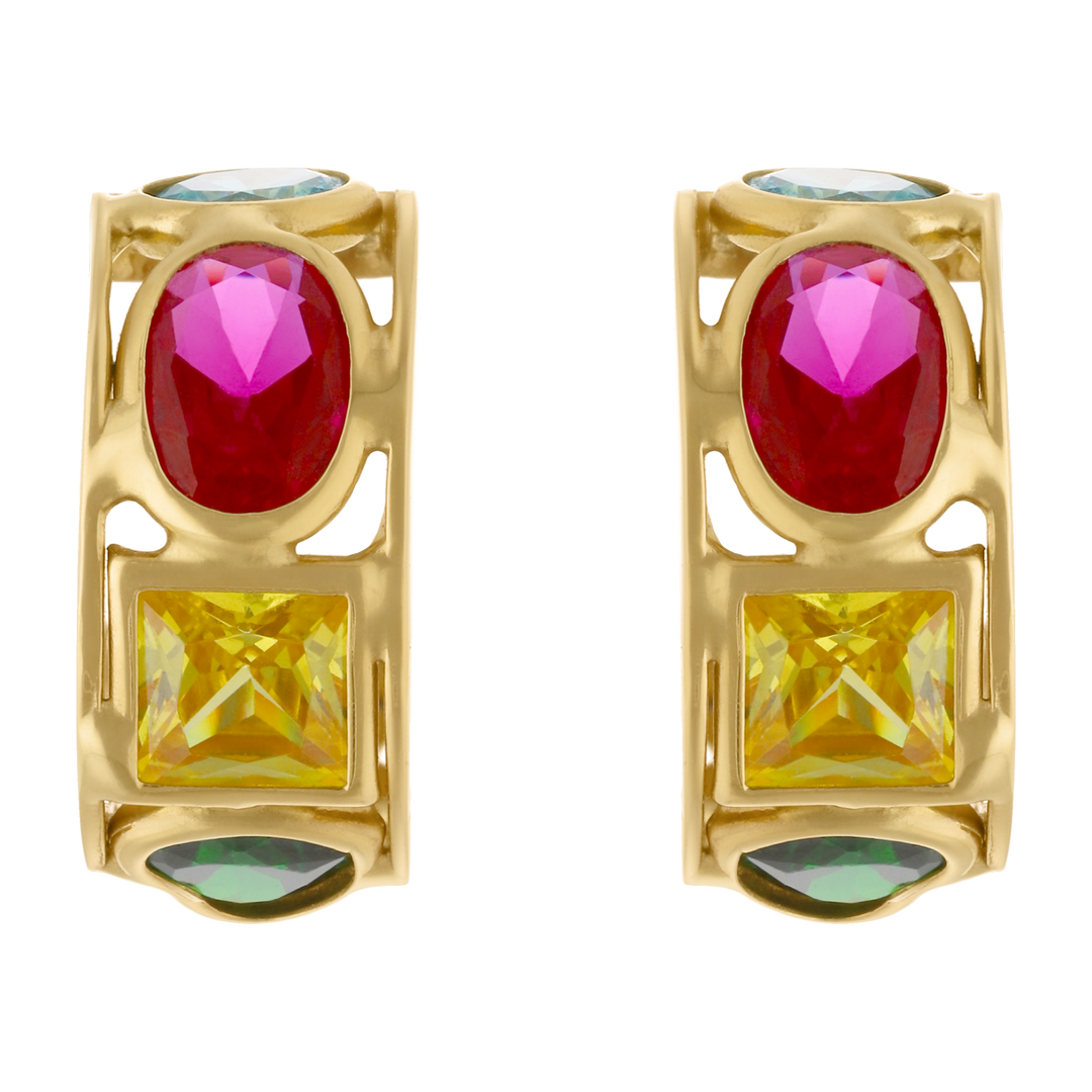 Arracadas 15 mm circonias colores 14K