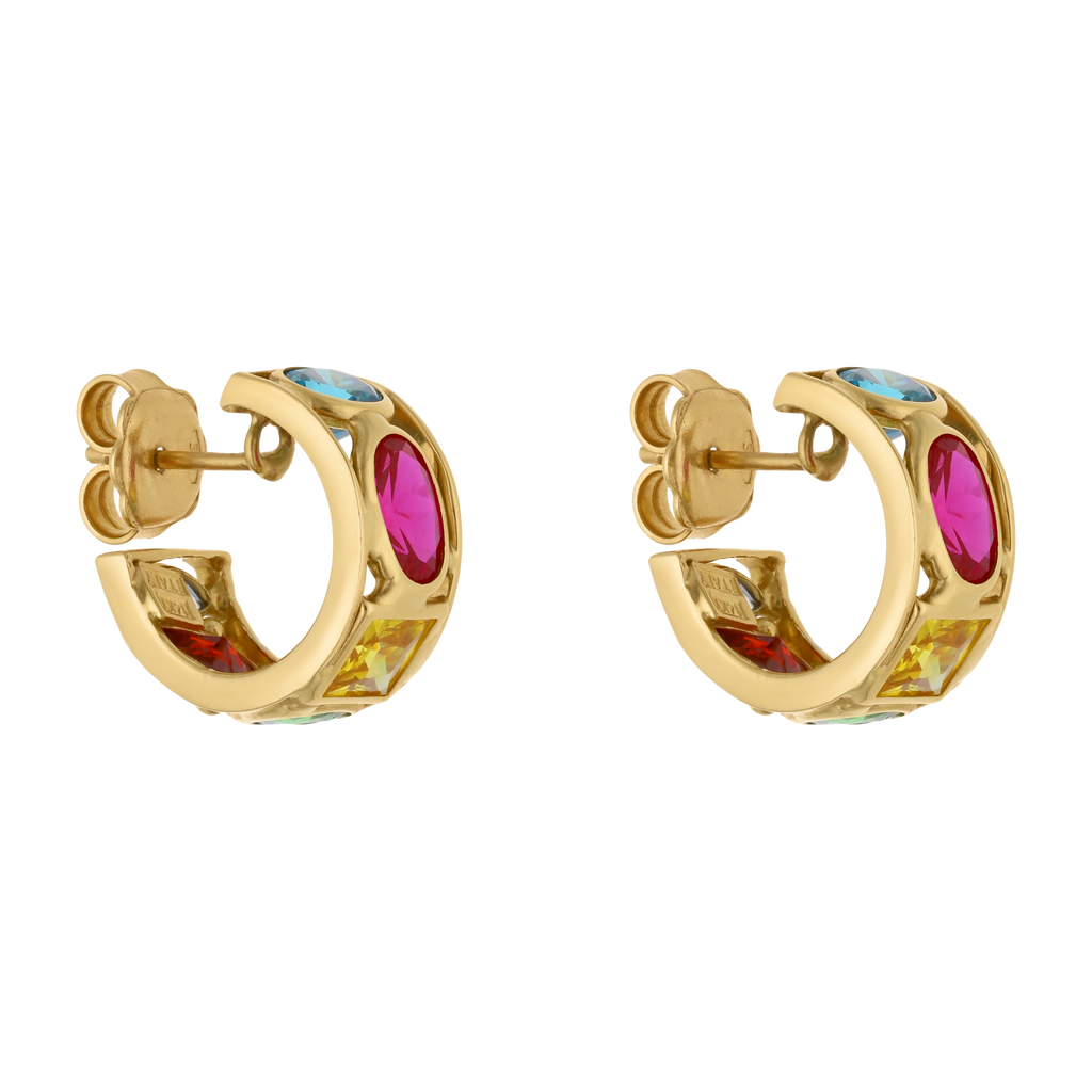 Arracadas 15 mm circonias colores 14K