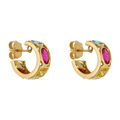 Arracadas 15 mm circonias colores 14K