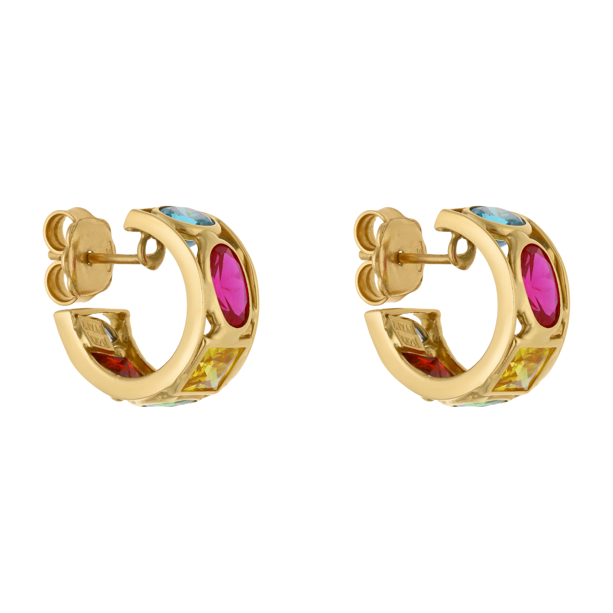 Arracadas 15 mm circonias colores 14K