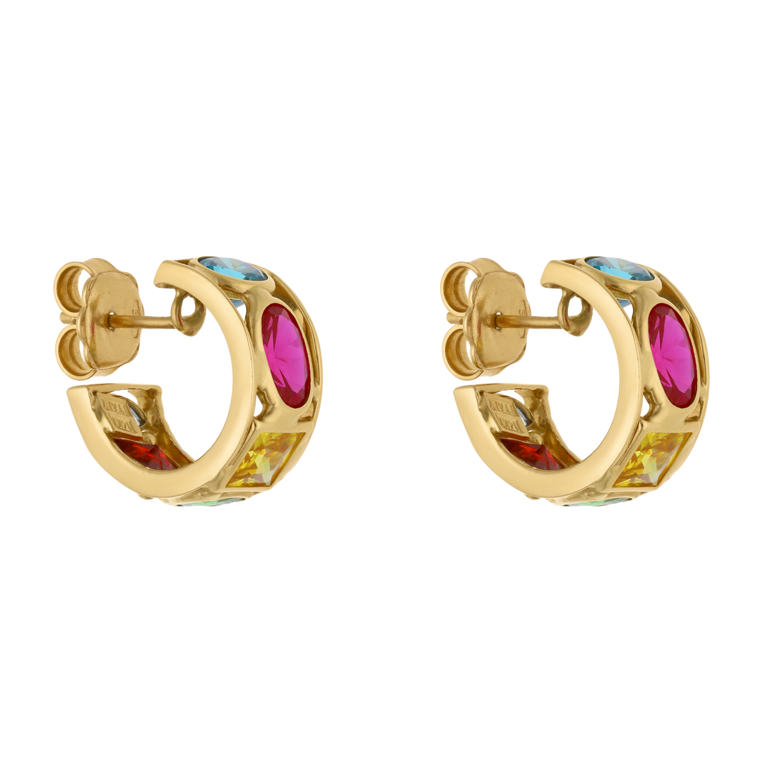 Arracadas 15 mm circonias colores 14K