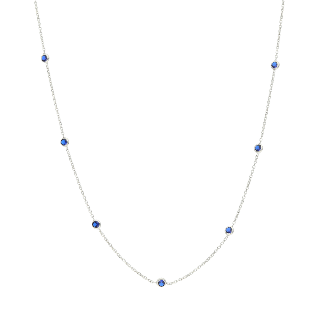Collar oro blanco 14K circonias azules