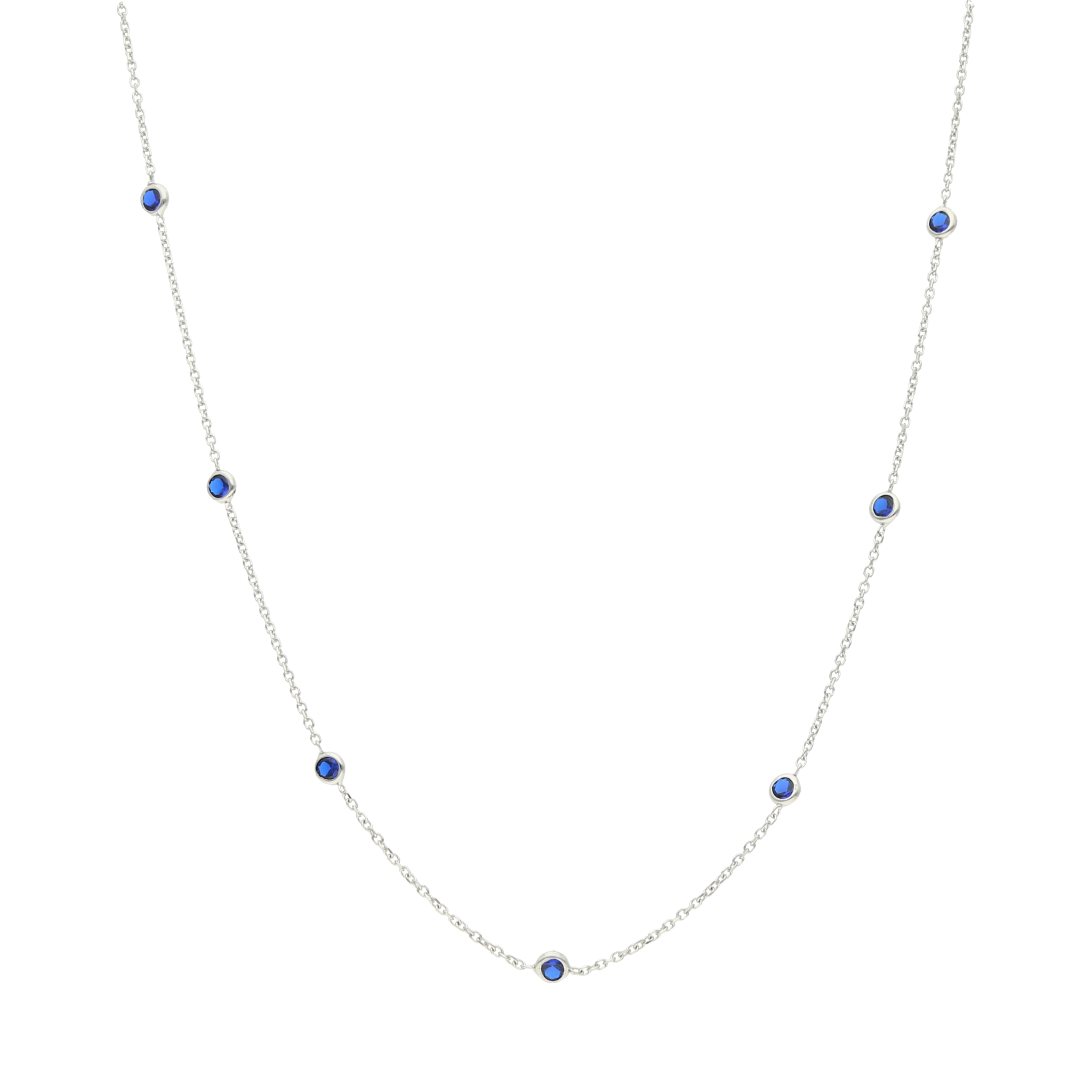 Collar oro blanco 14K circonias azules