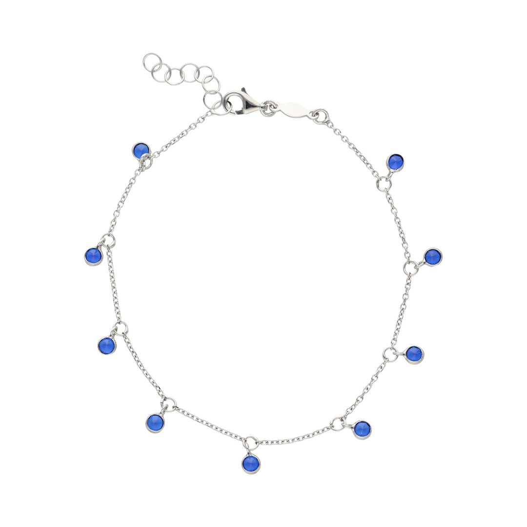 Pulsera circonias azules colgantes 14K