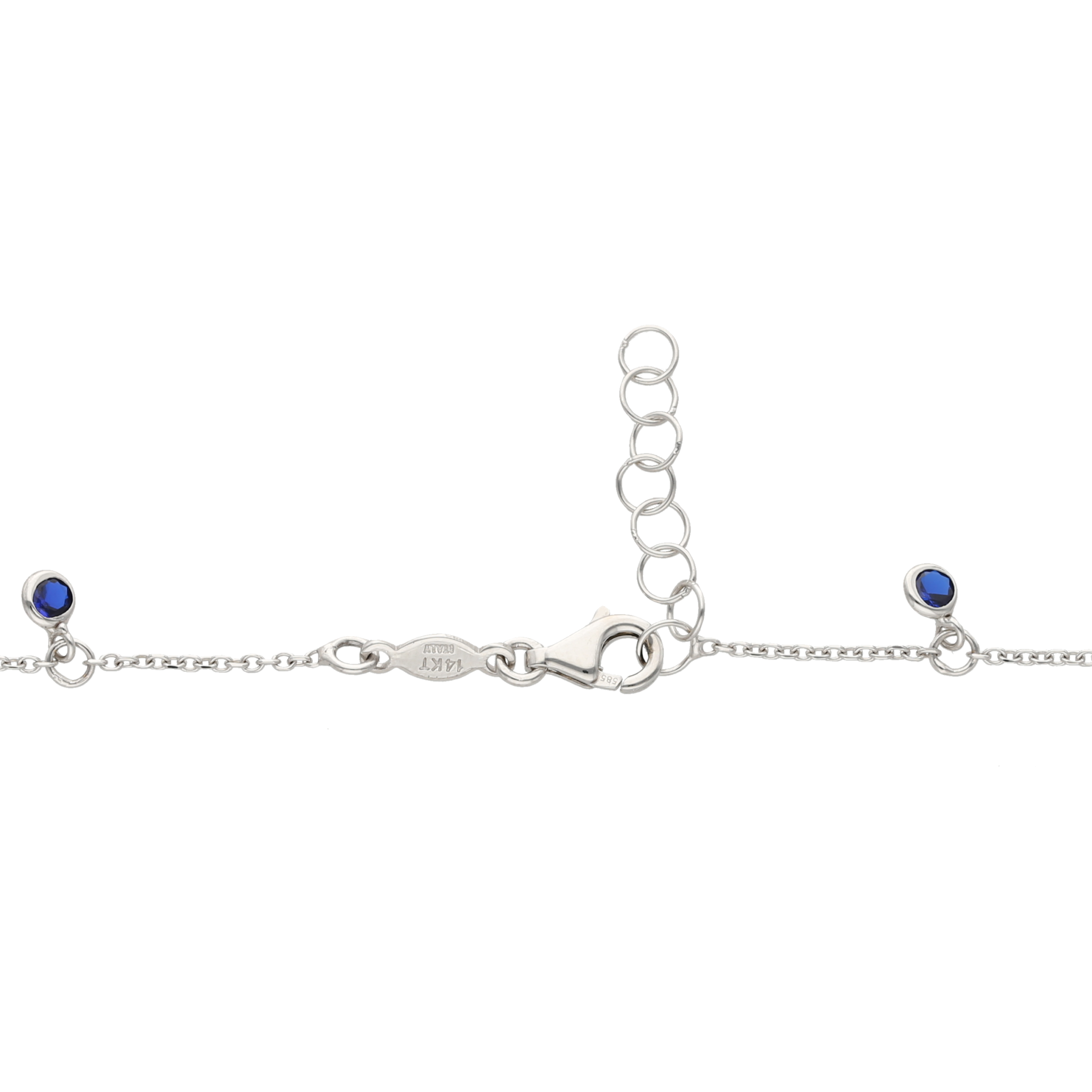 Pulsera circonias azules colgantes 14K