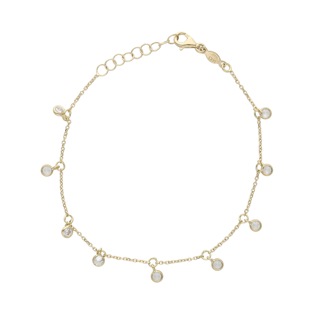 Pulsera circonias colgantes 14K