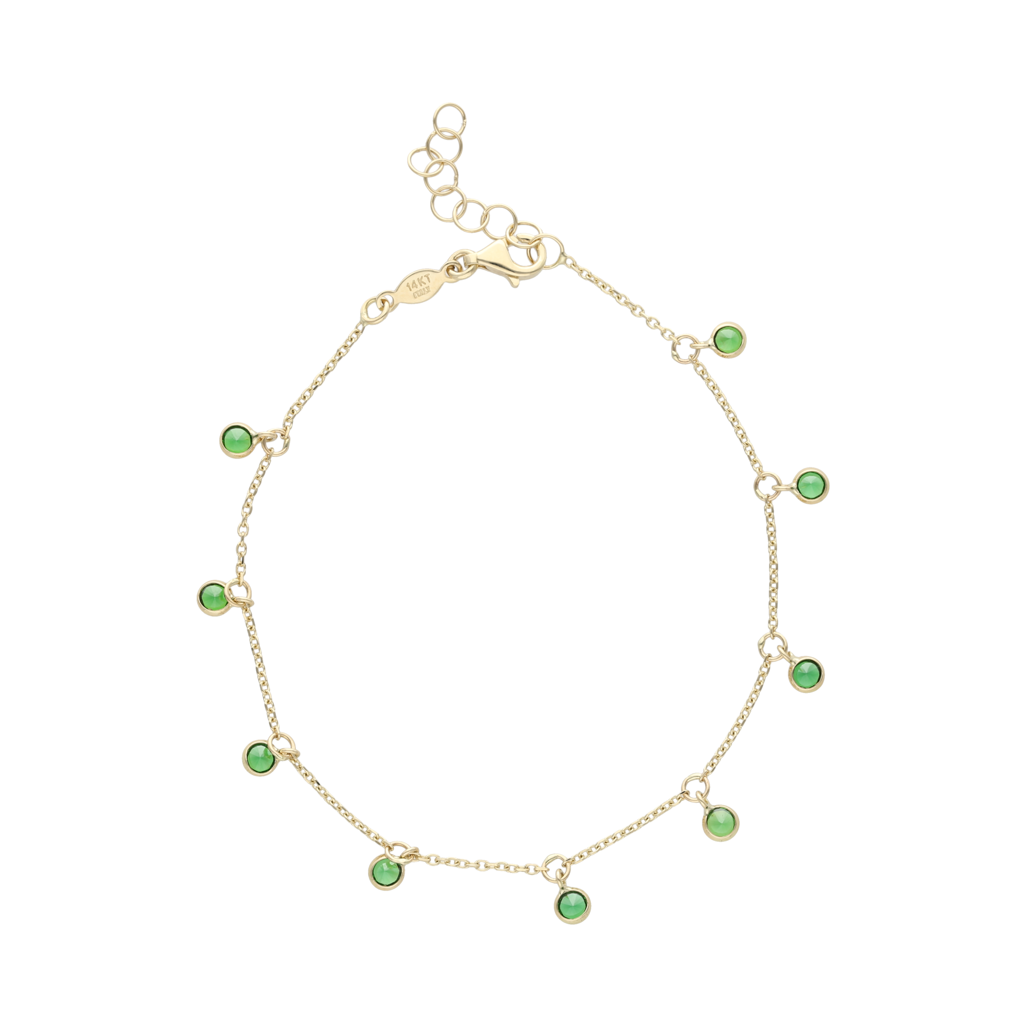 Pulsera circonias colgantes 14K