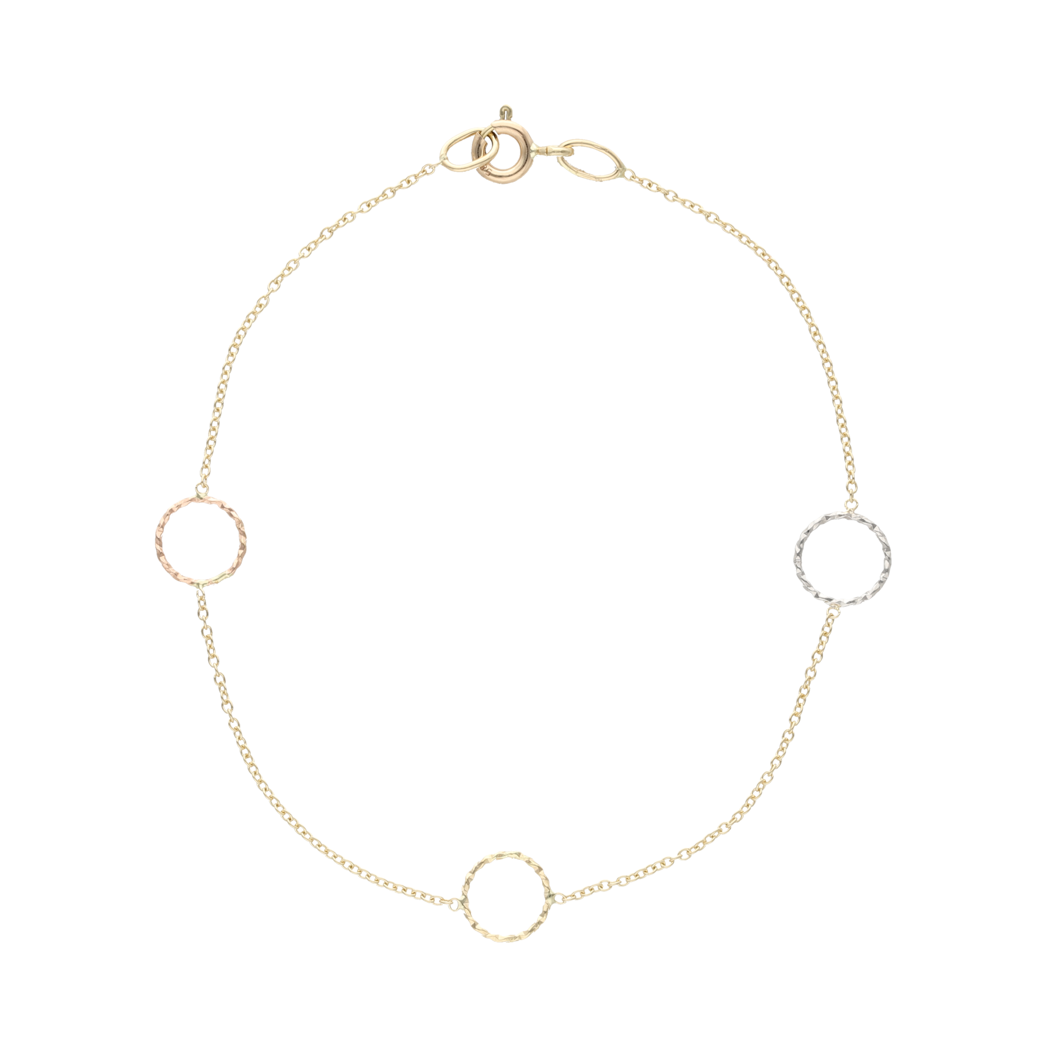 Pulsera círculos diamantados 14K