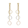 Aretes largos círculos diamantados 14K