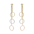 Aretes largos círculos diamantados 14K