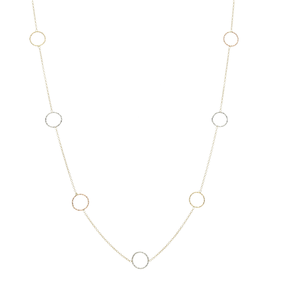 Collar círculos diamantados 14K