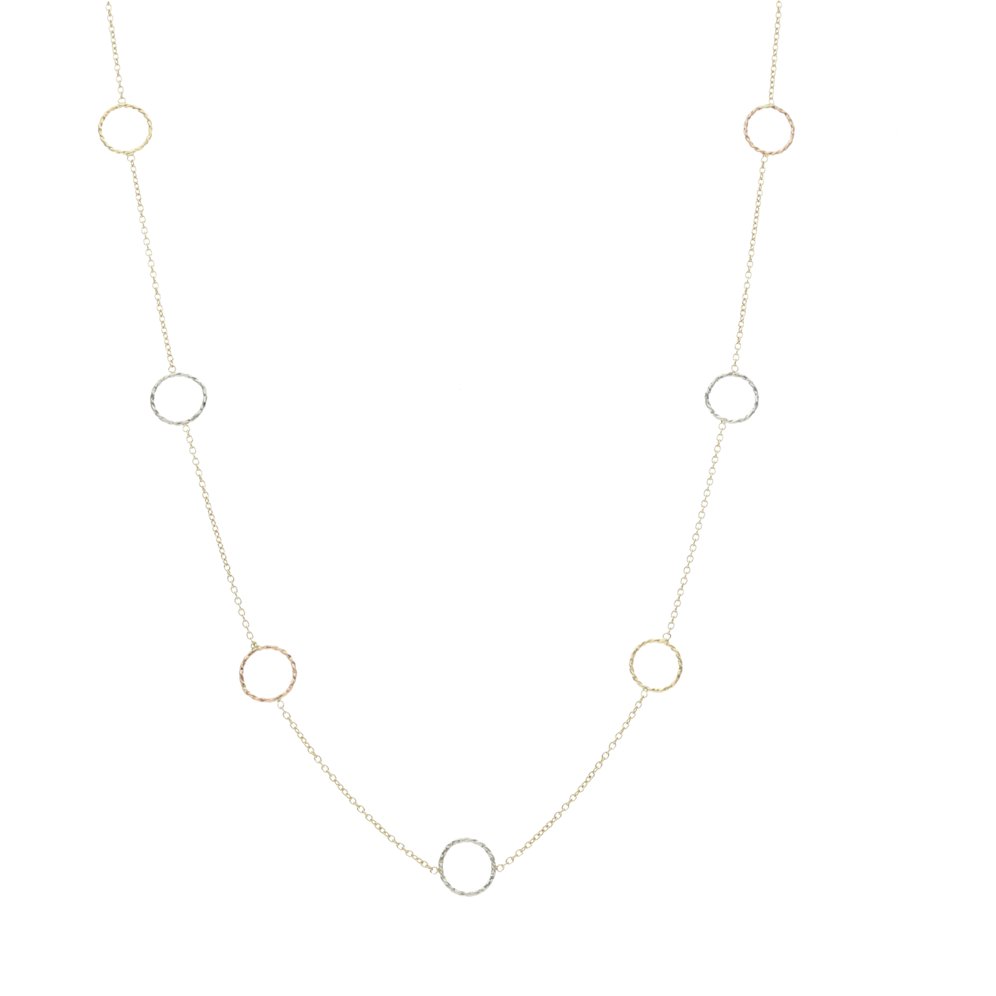 Collar círculos diamantados 14K
