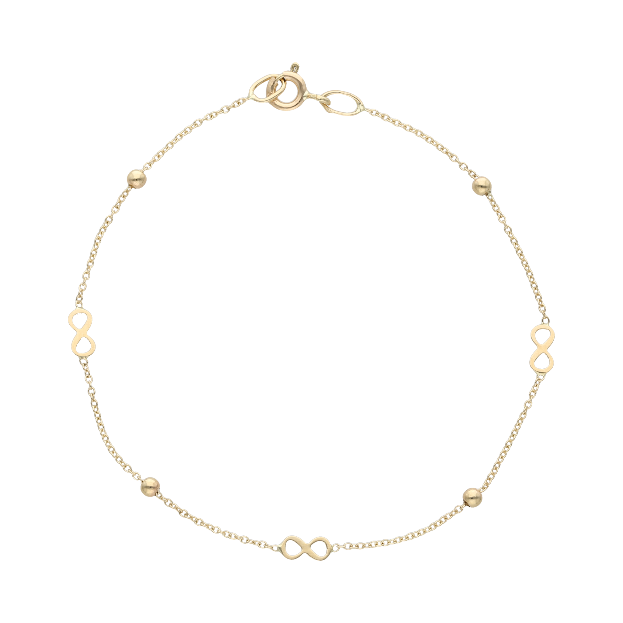 Pulsera infinitos y bolitas 14K