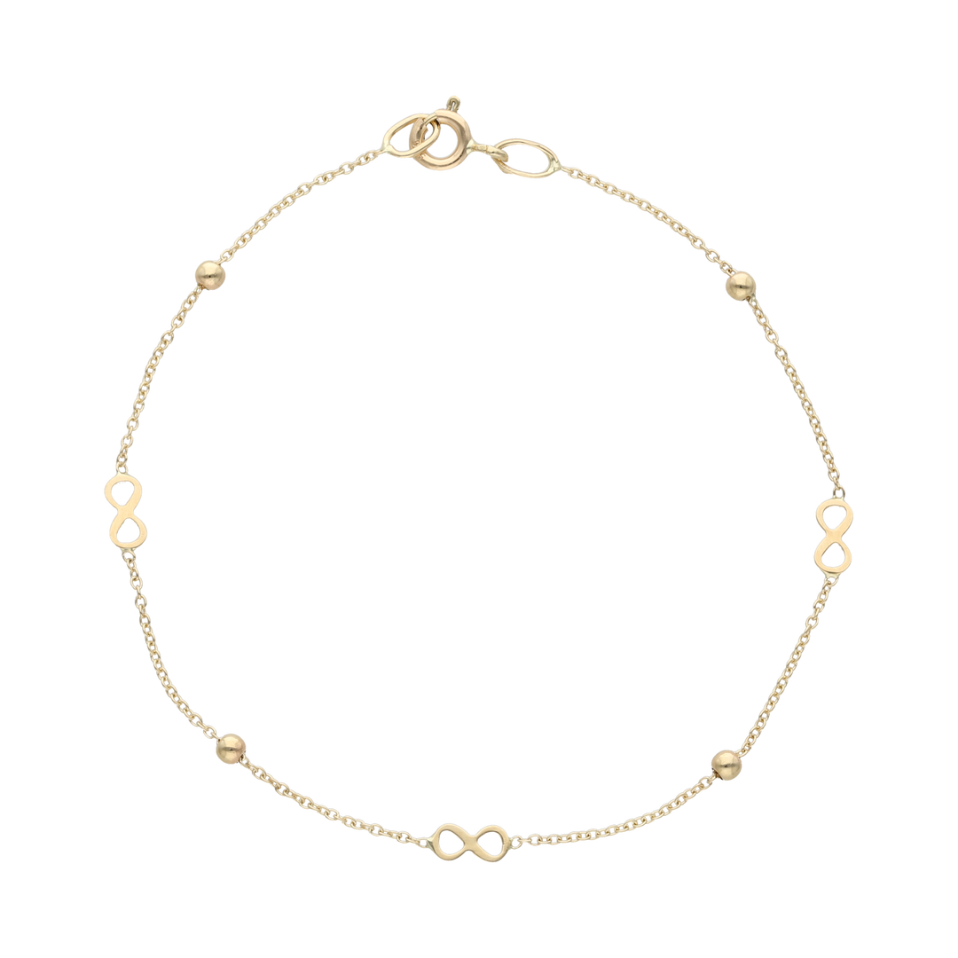 Pulsera infinitos y bolitas 14K