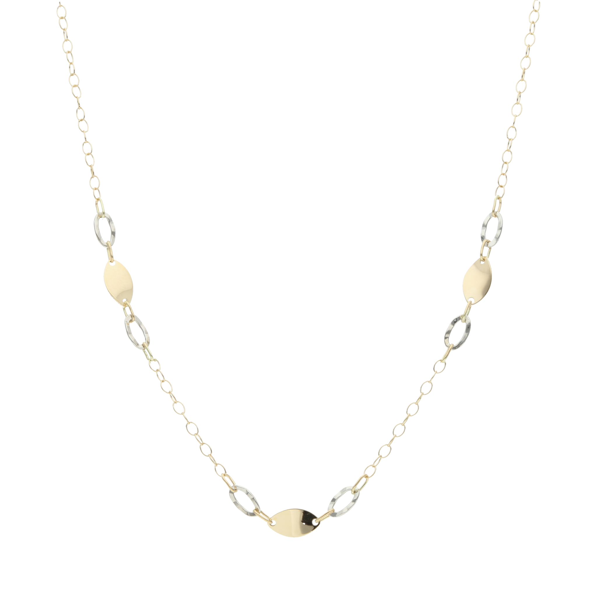 Collar bicolor figuras diamantadas 14K