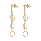Aretes largos círculos diamantados 14K