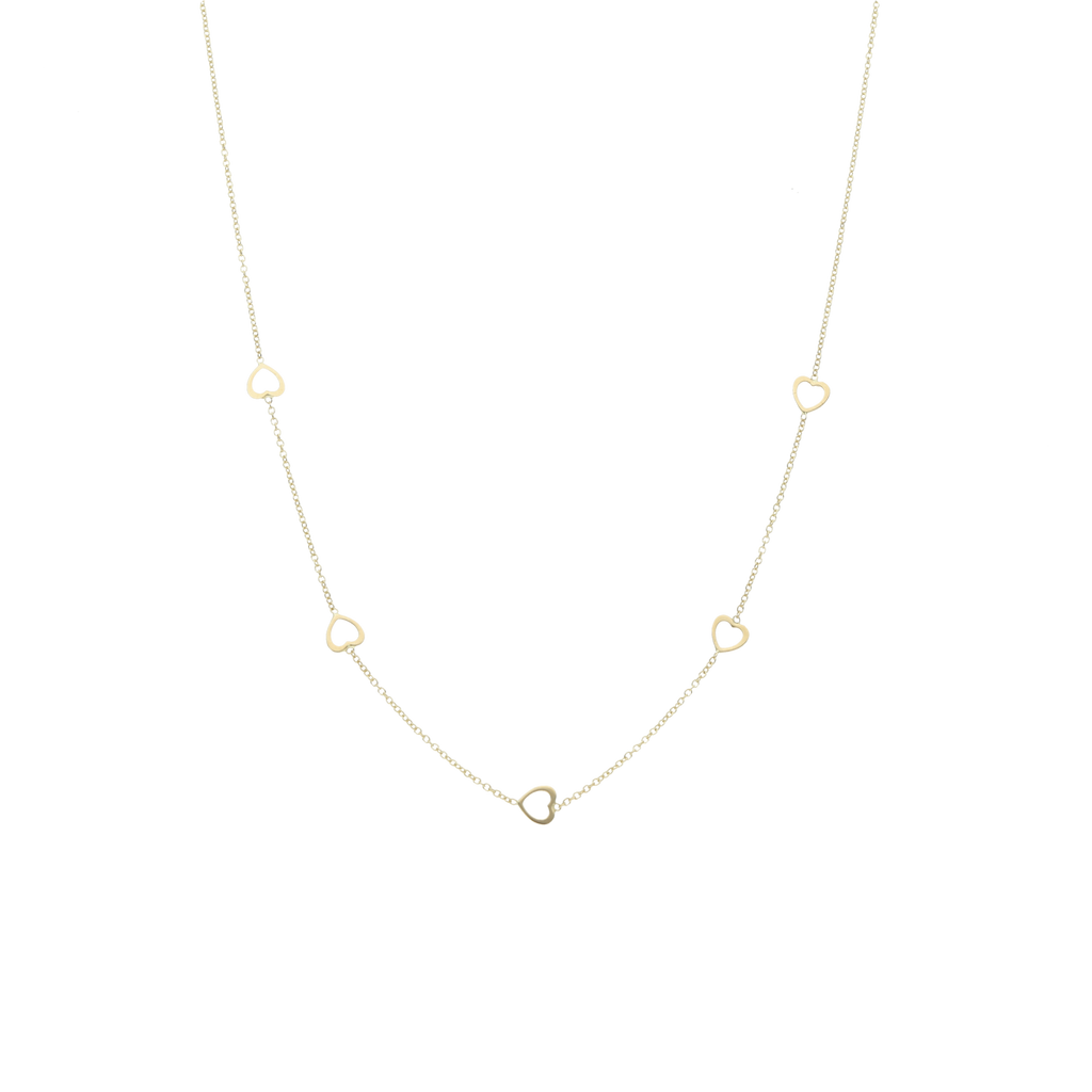 Collar corazones 14K
