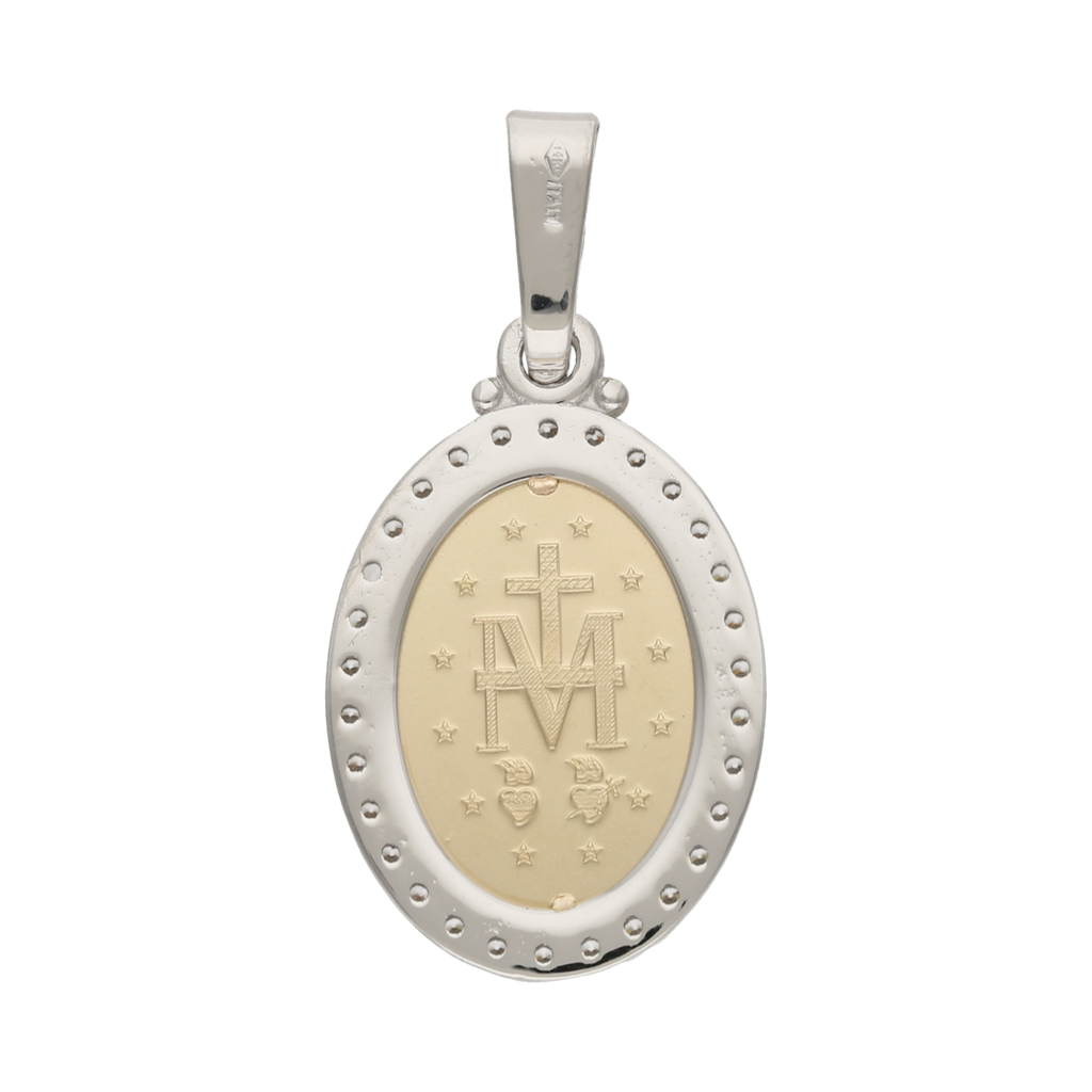 Medalla Milagrosa circonias bicolor 14K