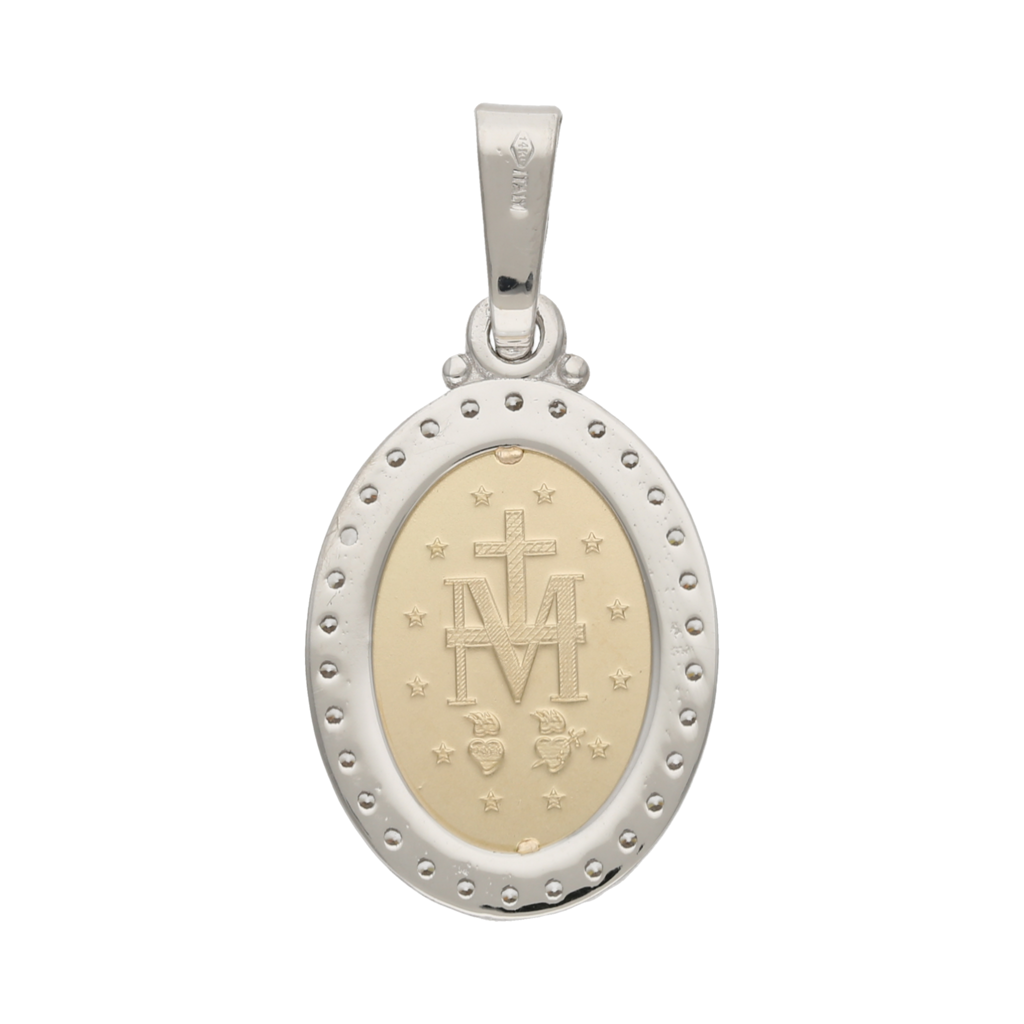 Medalla Milagrosa circonias bicolor 14K