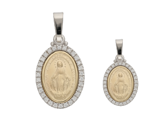 Medalla Milagrosa circonias bicolor 14K