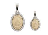 Medalla Milagrosa circonias bicolor 14K