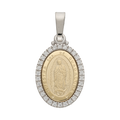 Medalla Guadalupe circonias bicolor 14K
