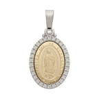 Medalla Guadalupe circonias bicolor 14K