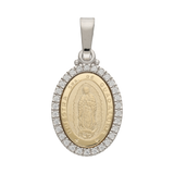 Medalla Guadalupe circonias bicolor 14K