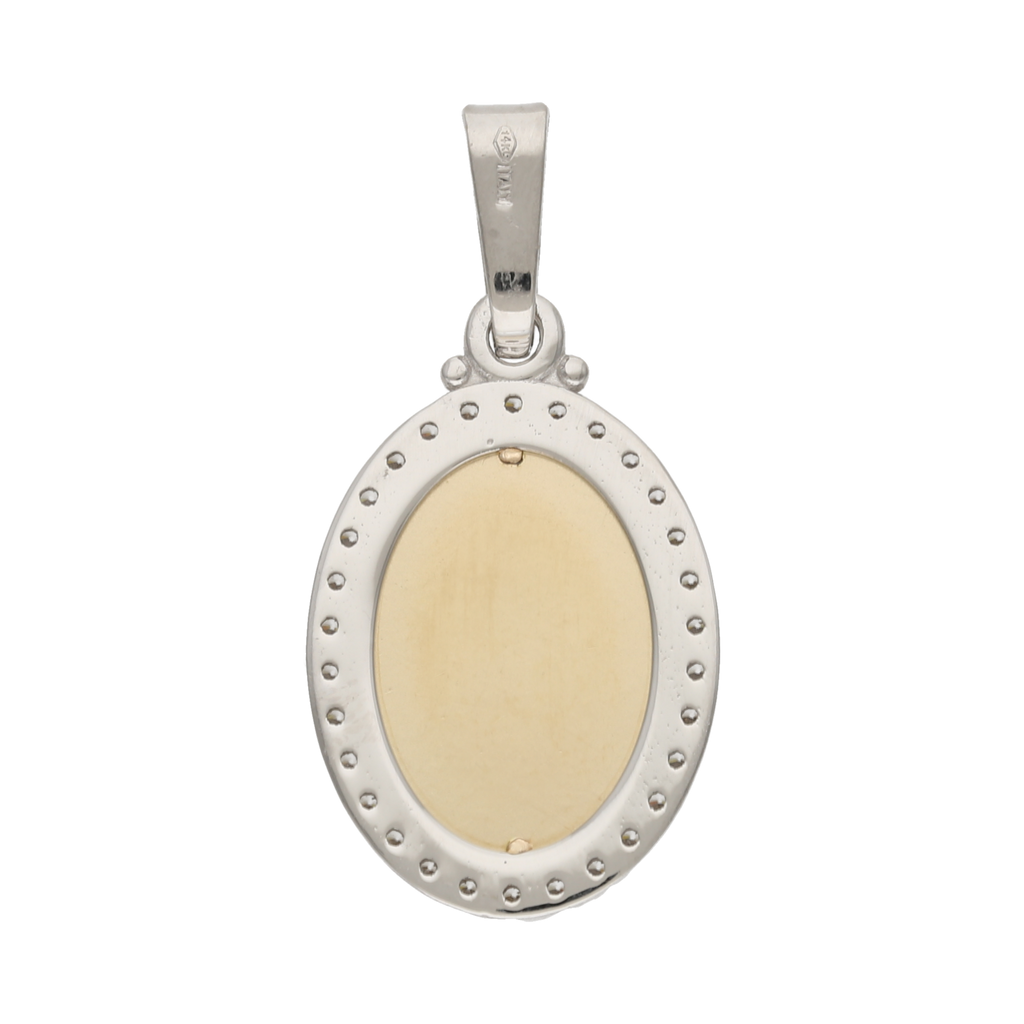 Medalla Guadalupe circonias bicolor 14K