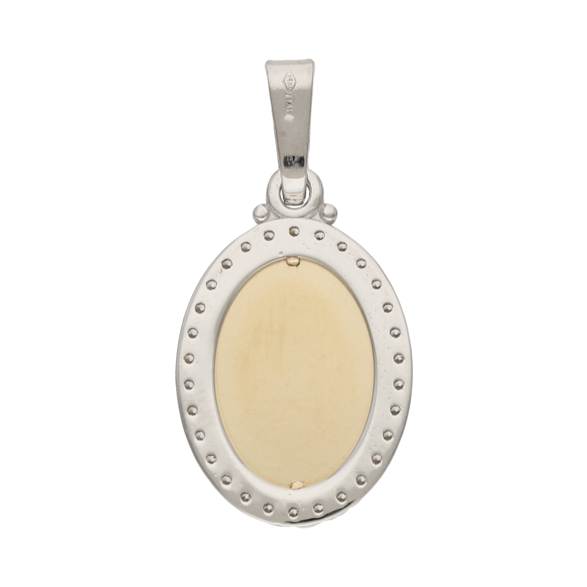 Medalla Guadalupe circonias bicolor 14K