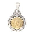 Medalla Guadalupe circonias bicolor 14K