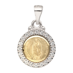 Medalla Guadalupe circonias bicolor 14K