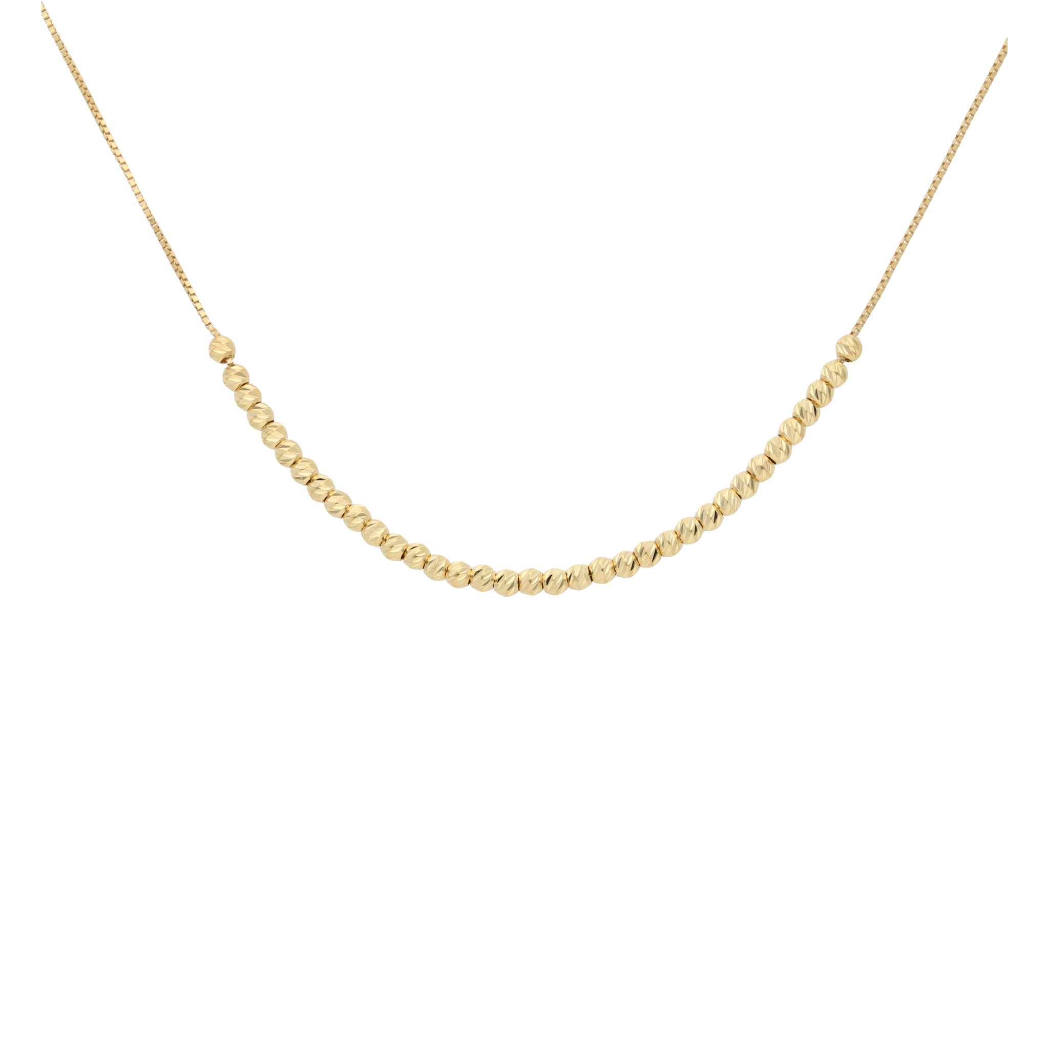Collar bolitas diamantadas 14K