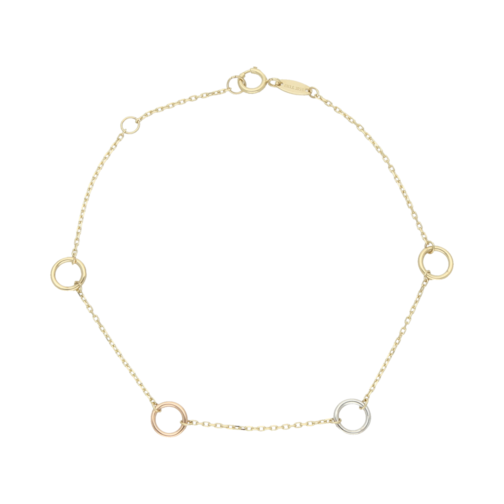 Pulsera círculos tricolor 14K