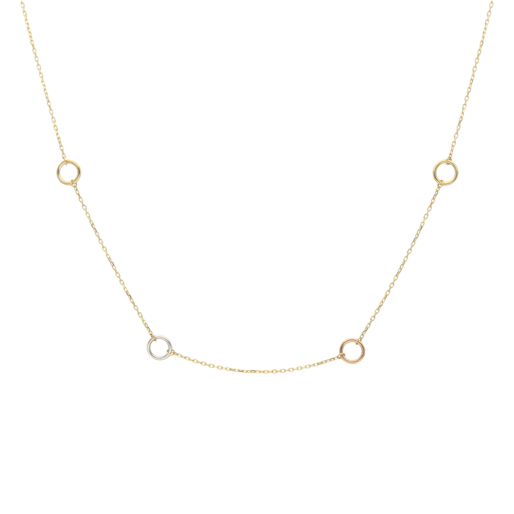 Collar círculos tricolor 14K